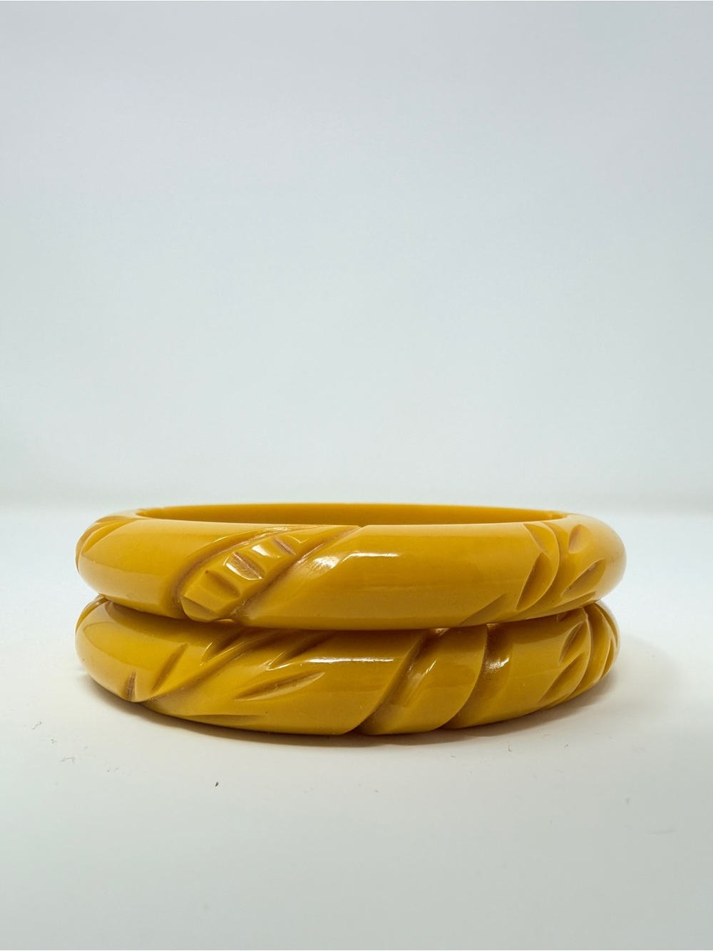 Mustard Bakelite-Style Bangle Bracelet - Picture 2 of 2